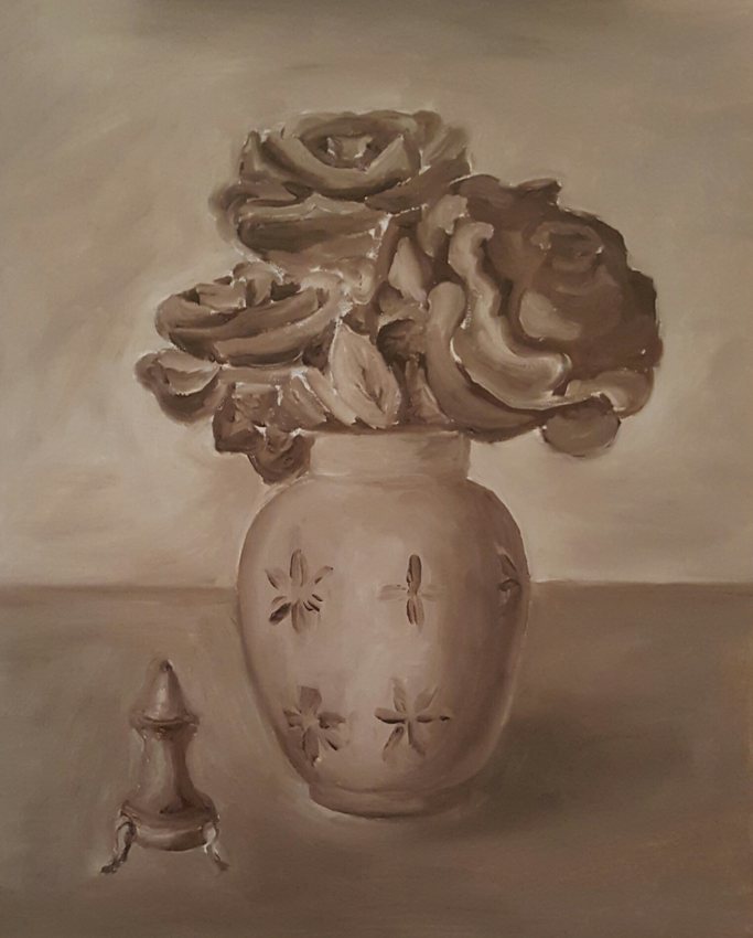 Shaker and vase under layer
