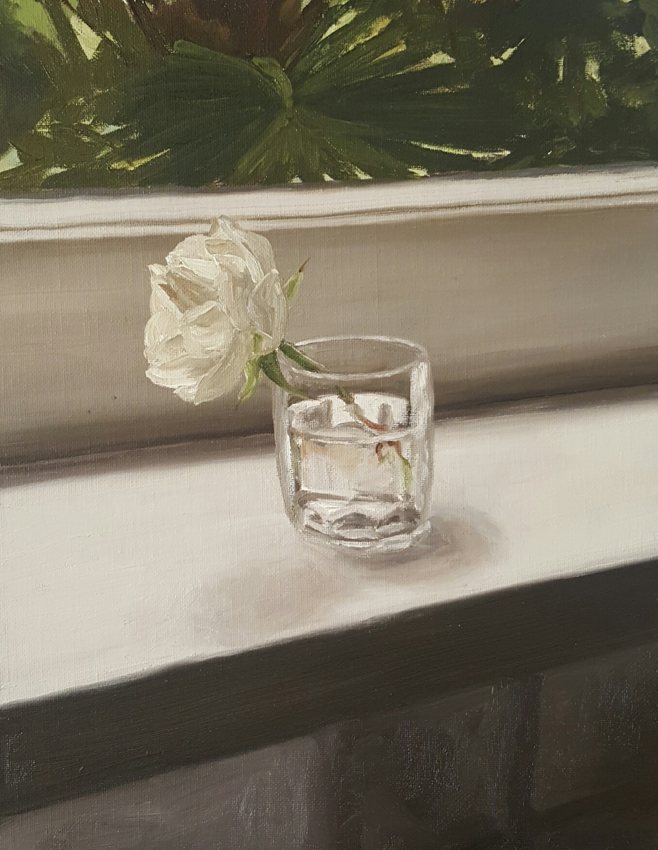 Glass on a window sill