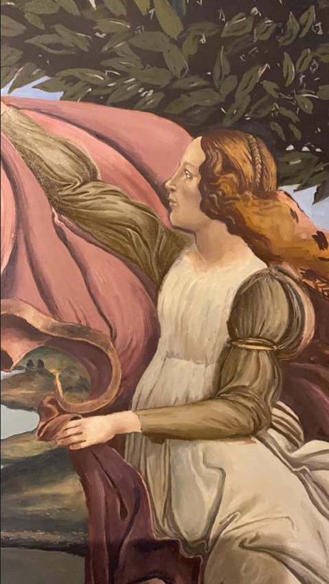 A section of a painting in progress