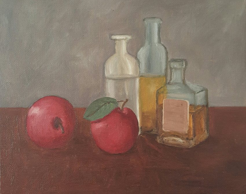 Apples and bottle