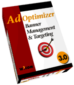 A software box reading Ad Optimizer, Banner Management and Targeting, version 3.0.