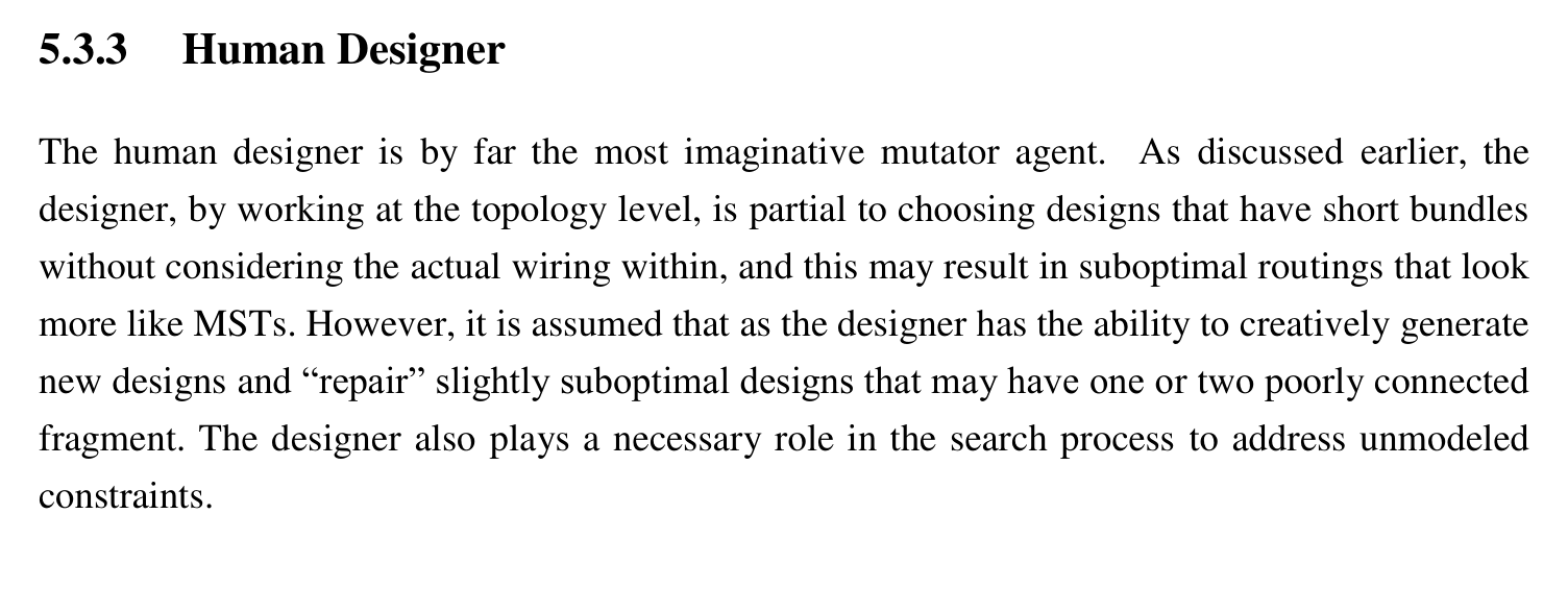 Section 5.3.3, Human Designer, from the 1997 thesis: The human designer is by far the most imaginative mutator agent.